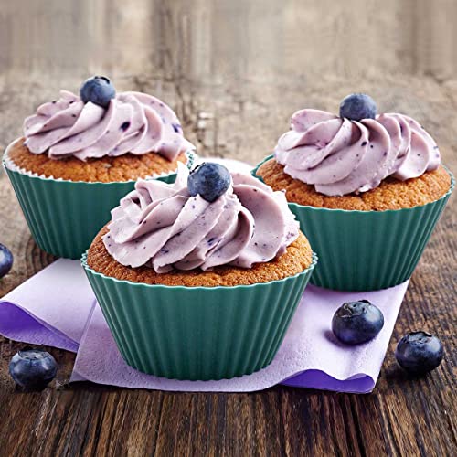 24 Pack Silicone Baking Cups Reusable Muffin Liners Non (Morandi)
