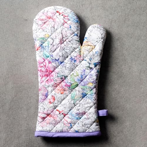 Maison d'Hermine Oven Gloves 100% Cotton Oven Mitt (044 - Floral Love / 7.5" x 13" (Oven Mitt))