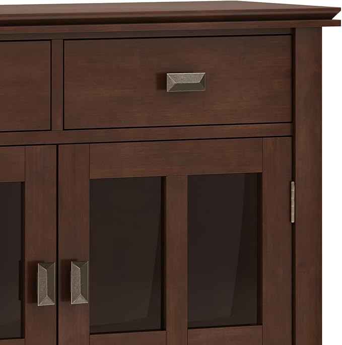 SIMPLIHOME Artisan SOLID WOOD 36 Inch Wide Contemporary Entryway Storage Cabinet in Russet Brown, For the Living Room, Entryway and Family Room