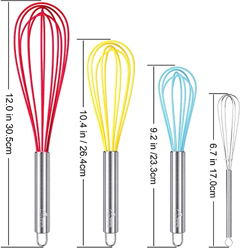 4 Pieces Silicone Whisks Set (Multicolor)