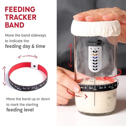 Sourdough Starter Kit (24oz Jar, 2xRound Baskets, Gray Bread Lame)