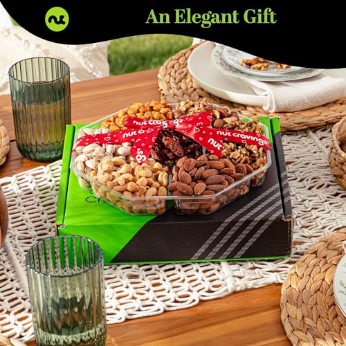 Mixed Nuts Gift Basket (3. Deluxe Red Ribbon - (7 Piece Assortment))