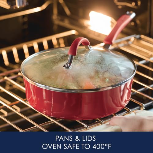 Cucina Nonstick Cookware Pots and Pans Set (Cranberry Red / 14 Piece)