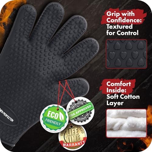 XL Silicone Smoker BBQ Gloves (Graphite / X-Large)
