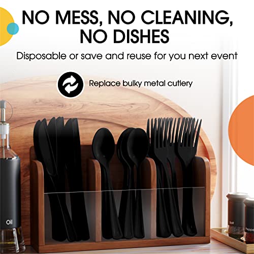 Black Plastic Forks 200 Pieces Black Forks Disposable Utensils Heavy Duty Plastic Cutlery Set Disposable Cutlery Sets Flatware Sets Silverware Set Party Supplies & Party Tableware (Black / Forks)