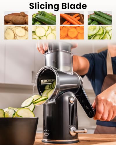 Rotary Cheese Grater Manual Hand Crank 5 Blade Shredder