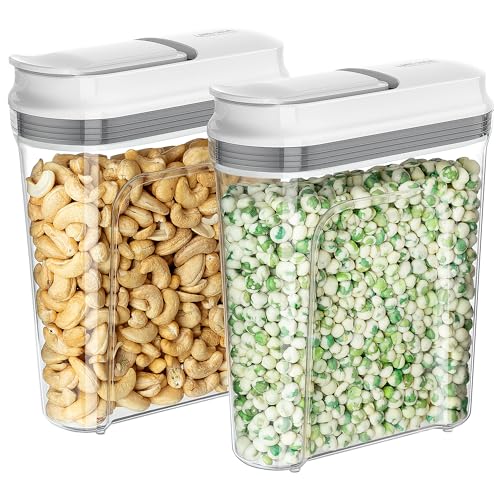 Airtight Cereal Dispenser Set (Transparent/White / Medium)