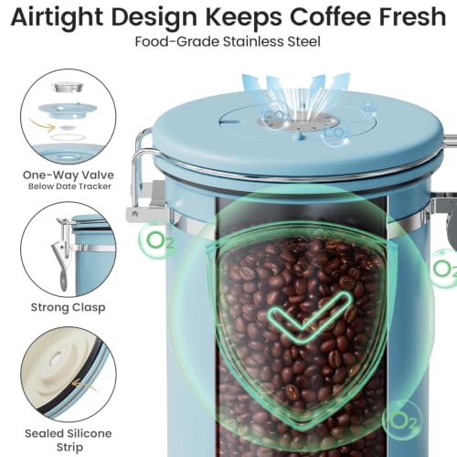 Coffee Canister with Window (Light Blue / 22 oz)