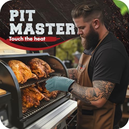 S Silicone Smoker BBQ Gloves (Ice Blue / Small)