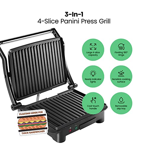 Panini Press Grill and Gourmet Sandwich Maker Non (4 Slice - Standard)