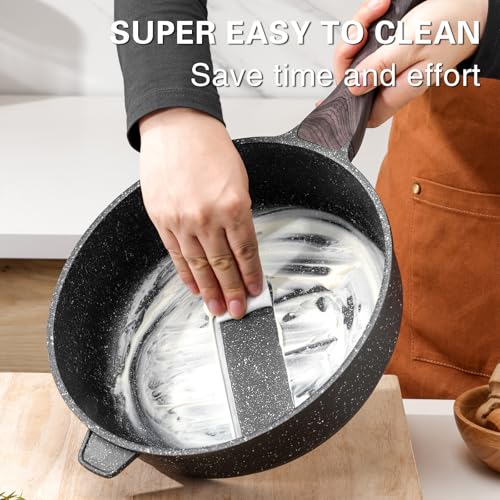 Nonstick Deep Frying Pan Skillet with Lid (Classic Granite / 11 Inch)