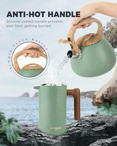 POLIVIAR Tea Kettle (2.7 Quarts / Crackle-Green)
