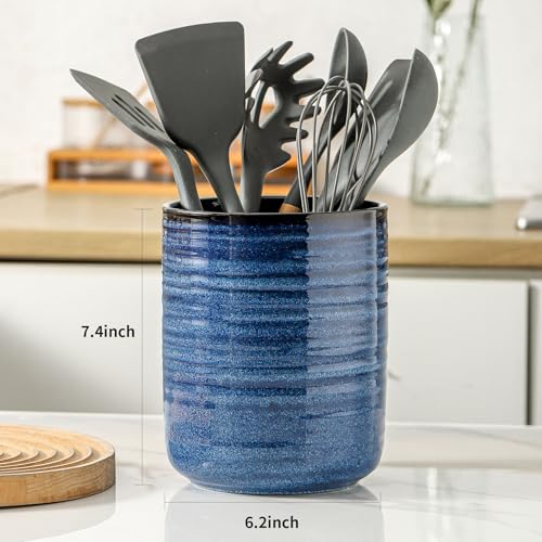 Ceramic Kitchen Utensil Holder (Navy Blue(1 pcs))