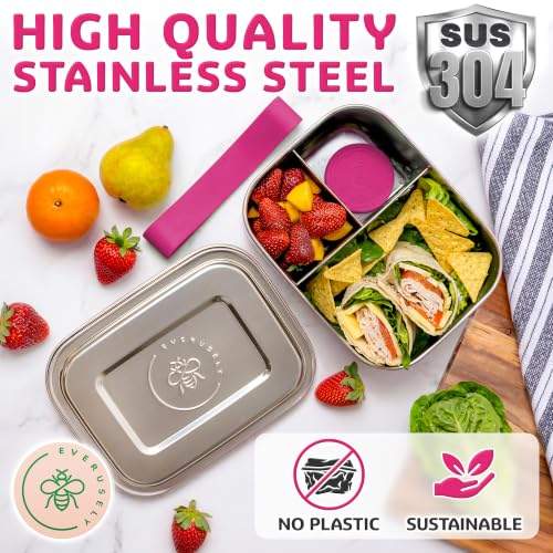 Stainless Steel Bento Box + Condiment Container (Dragonfruit / 47oz / 1400ml)