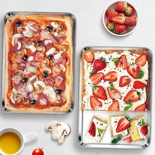 9x13 Inch Stainless Steel Quarter Sheet Pan for Toaster Oven (2 Count)