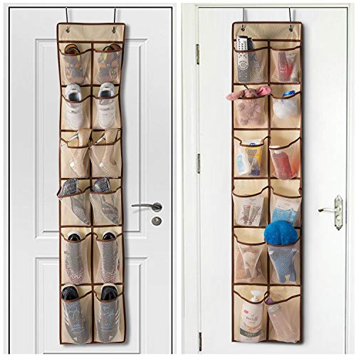 Over The Door Shoe Organizer (Beige-1 Pack of 12 Pockets)