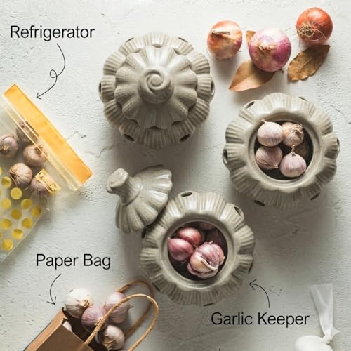 Garlic Keeper Jar with Lid (Khaki)