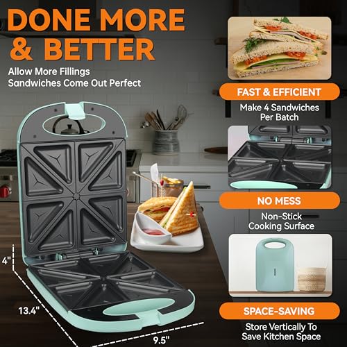 Baker’s Friend Breakfast Sandwich Maker (Sandwich Maker (Aqua))