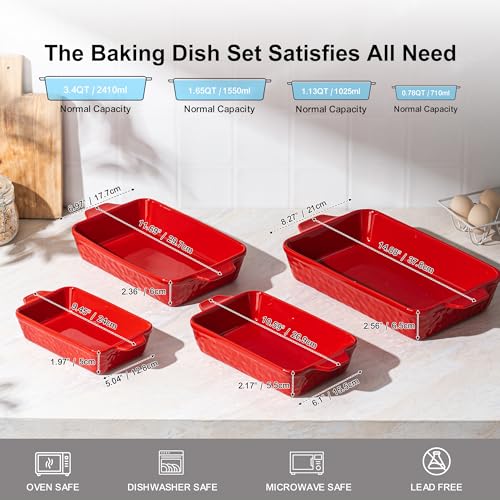 Casserole Dishes for Oven (Red)