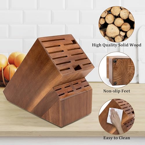 Knife Block for Kitchen Countertop (Brown-20 Slot)
