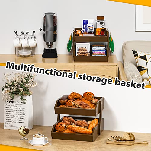 Bamboo Fruit Basket for Kitchen (2-Tier Walnut)
