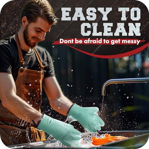 Silicone Smoker BBQ Gloves (Mint / One Size Fits Most)
