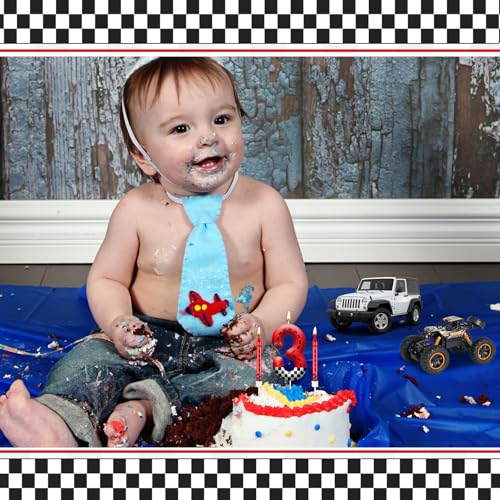 13PCS Racing Car Theme Birthday Candle Set with Checkered Flag Design (13 Count)