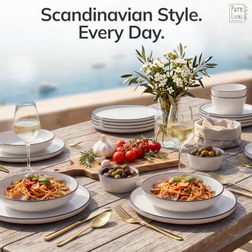 24 Piece White Dinnerware Set for 8 (Scandi White / Set for 8 (24pcs))