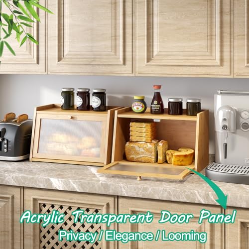 Bread Box for Kitchen Counter (Natural / Medium-1_Tier)