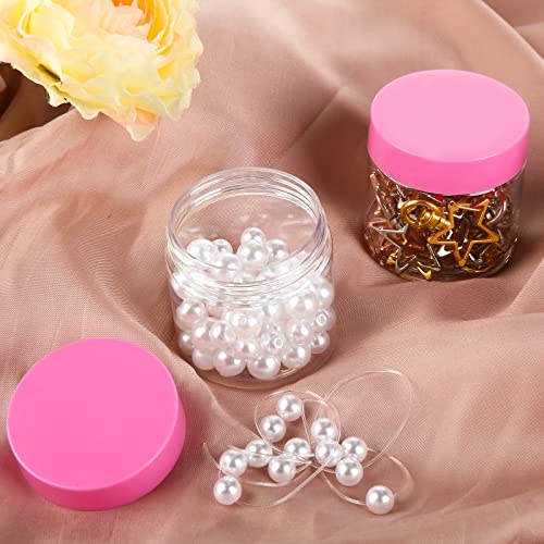 6 Pack 1 Oz Plastic Jars Containers with Lids Wide Mouth Pink (6 Count)