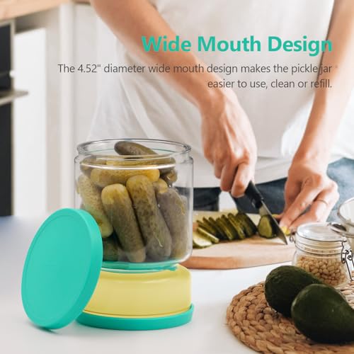 Glass Pickle Container with Strainer (Green)