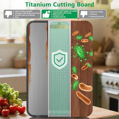 Titanium Cutting Board for Kitchen (Silver / 12"L x 9"W)