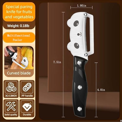 Vegetable Peeler Ergonomic Handle Stainless Steel for Potato Fruit (Standard / Black)