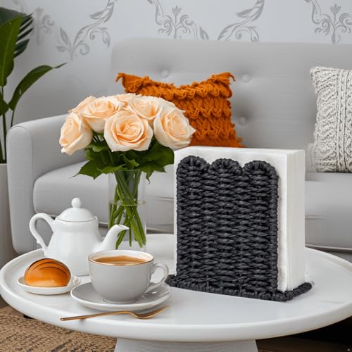 Scalloped Napkin Holder for Table Home Rustic Room Decor (Black / Standing Style1)