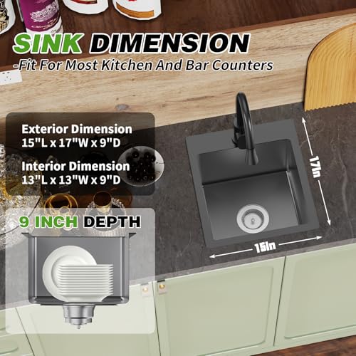 Black Kitchen And Bar Sink (15x17 Black)
