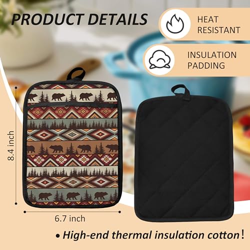 Western Aztec Bear Oven Mitts Set (Haodh-5)