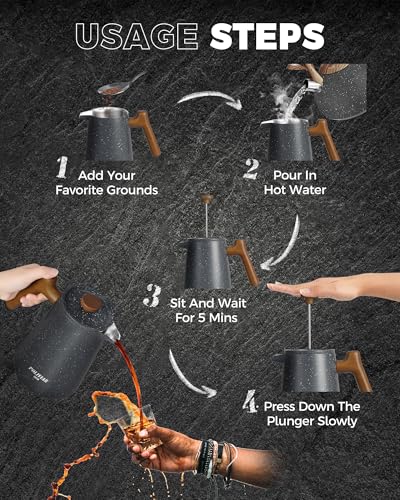 POLIVIAR French Press Coffee Maker (Grey / 34 oz)
