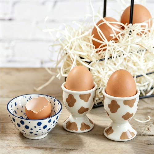 Ceramic Egg Cups (Mocha Cow)