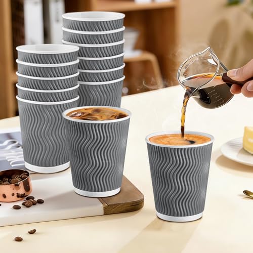 120 Pack 10 oz Coffee Cups Disposable Insulated Paper Cup Gray (Gray / 10 oz-120)