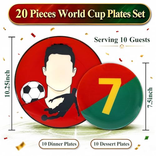 20 Pcs Red Plastic Soccer Plates (20 Pieces / Red)