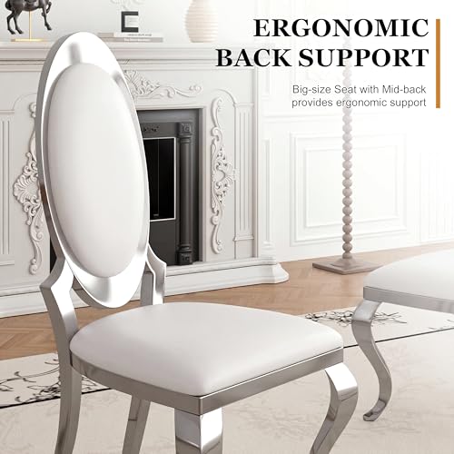 Modern Dining Chairs Set of 6 (White/Silver / Set of 6)