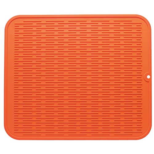 Silicone Dish Drying Mat for Multiple Usage (Orange / 18"L x 16"W)