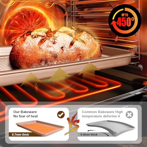 Baking Sheet Pan Set of 2 (15x10x1 inch Set / Textured Rose Gold)