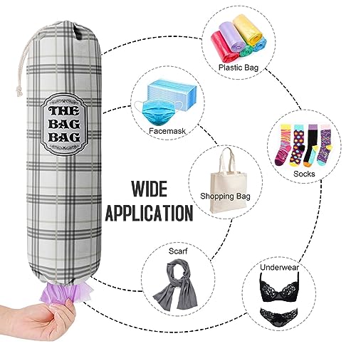 Classic Buffalo Check Plaid Grocery Bags Holder Organizer For Shopping Bags (Light Gray Plaid)