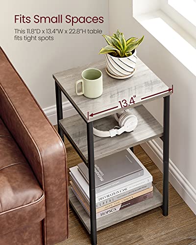 Side Table Small End Table (Heather Greige + Ink Black)