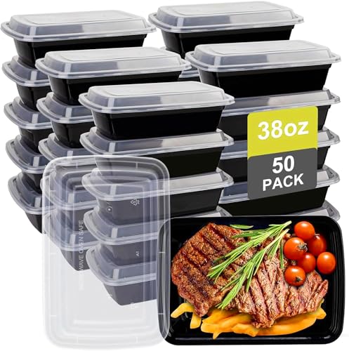 Meal Prep Containers 38oz 50 Pack Plastic To Go Food Containers (38oz 50pack)