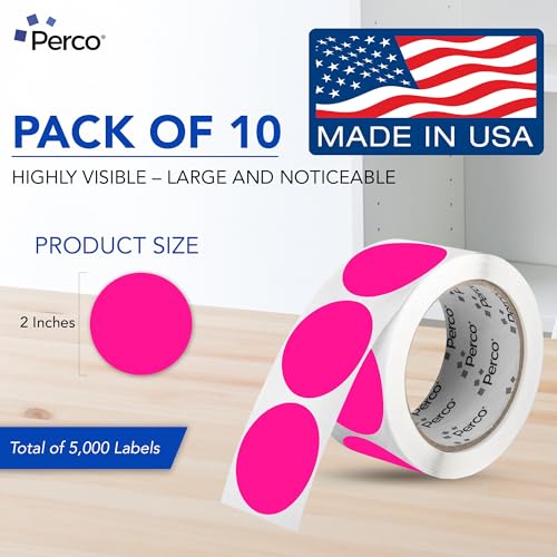 Neon Pink Perforated Round Circle Dot Sticker 2 (Neon Pink / 2 Inch)