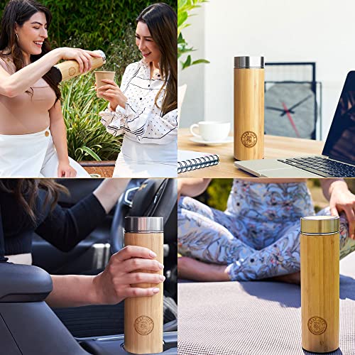 Premium Bamboo Tea Tumbler with Infuser for Loose Leaf Tea (22 Ounces)