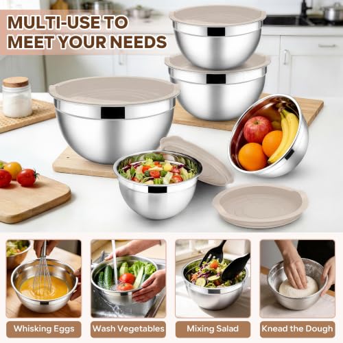 Mixing Bowls with Lids Set (Khaki / 10 Piece)