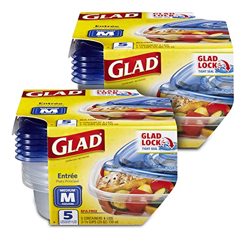 GladWare Entrée Food Storage Containers (Square / 25 oz - 10 Count)